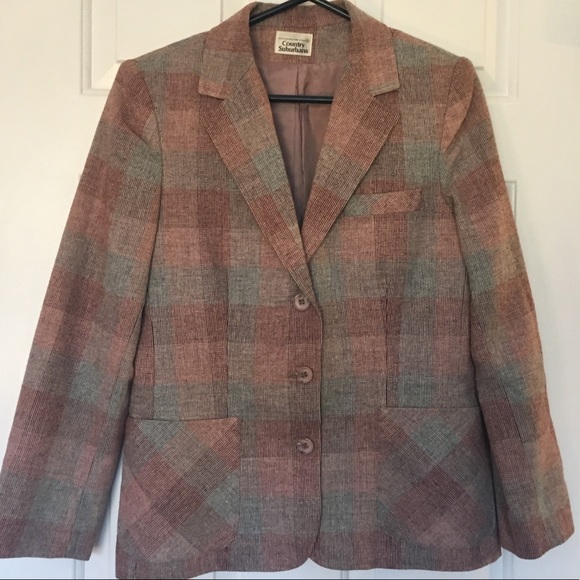 Country Suburbans Jackets & Blazers - Vintage plaid Blazer Jacket, Small/medium